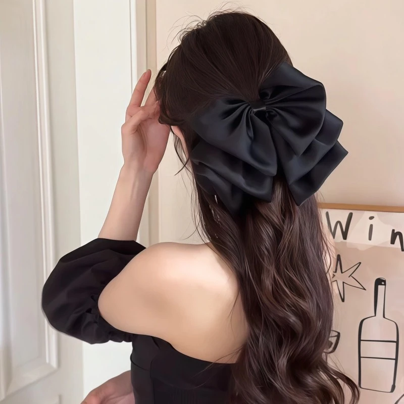 气质抓夹缎面大蝴蝶结头饰发夹饰品缎面发饰女简约