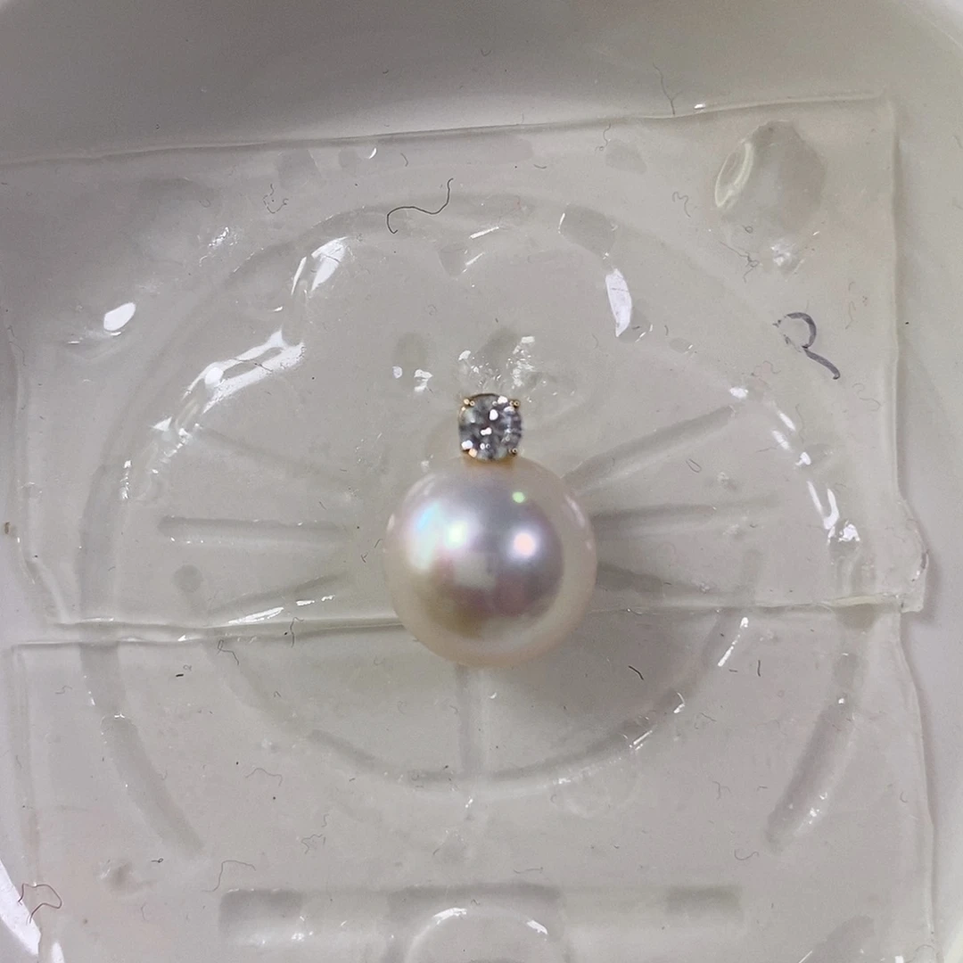 淡水珍珠吊坠(不含链)18K金镶嵌极光12-13
