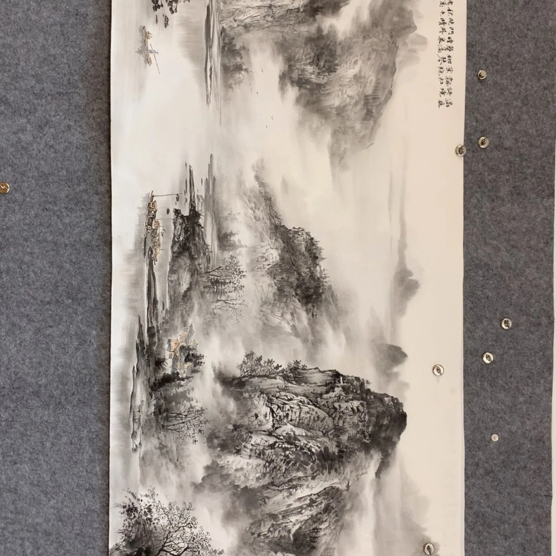 越***生国画山水作品写意