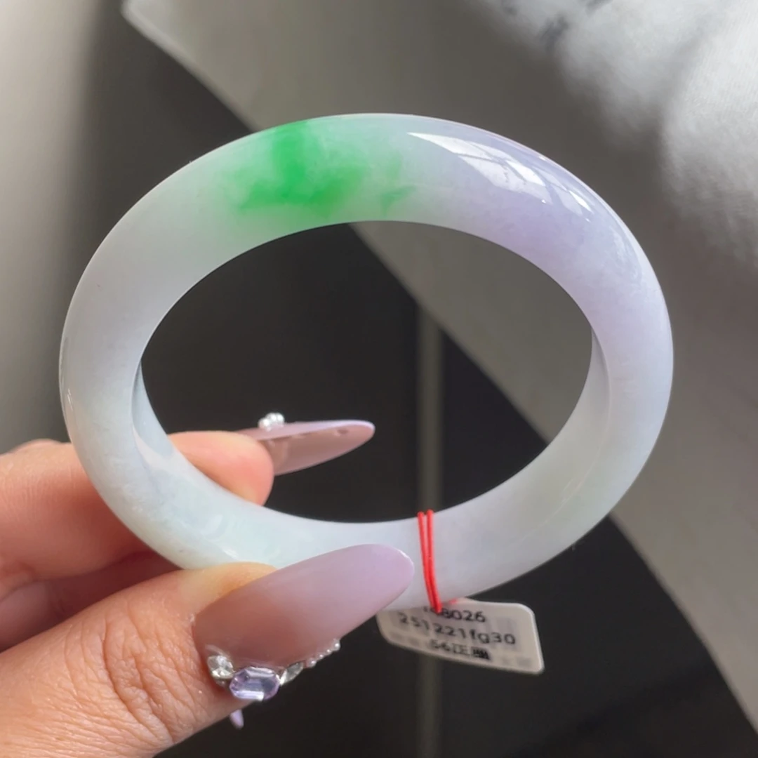 翡翠未镶嵌手镯春彩正圈手镯