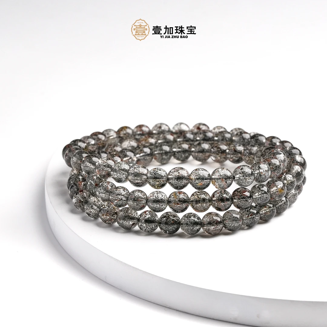 壹加师姐|手工设计黑超七水晶多圈手串多样性发一#380