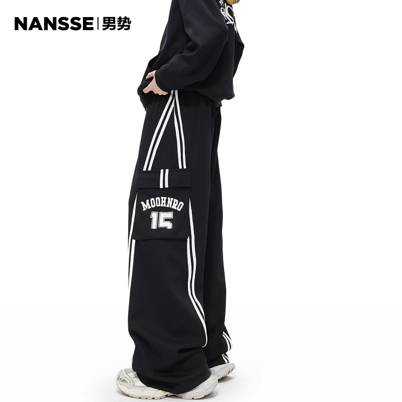 工装裤男2025春秋季美式大口袋运动裤显瘦休闲潮牌宽松直筒休闲裤