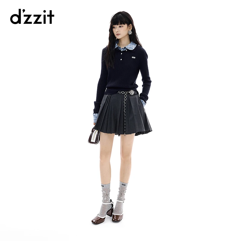 【商场同款新品】dzzit地素短裤25冬学院风压褶裙裤子女3J4Q1061E