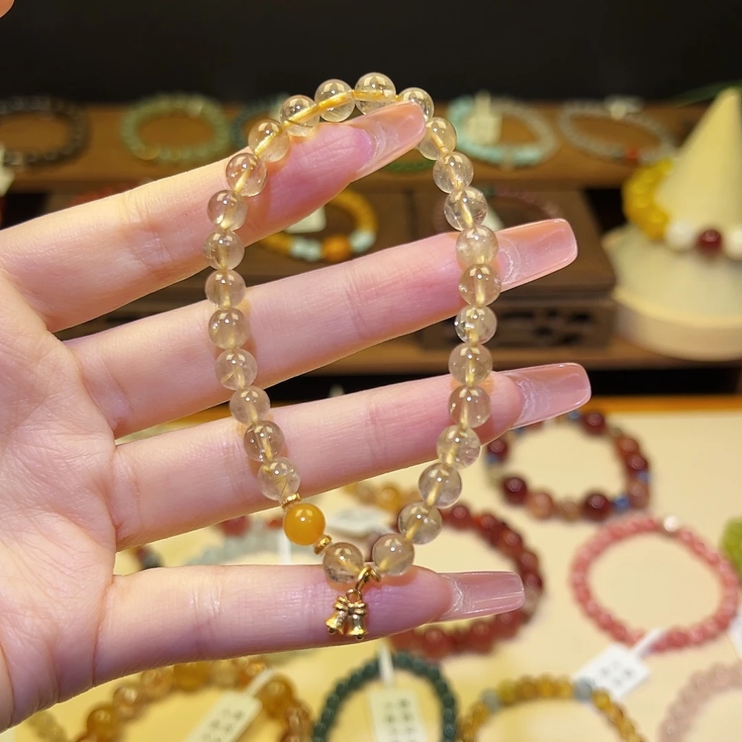 手串水晶银S925镀金镶嵌金发9446