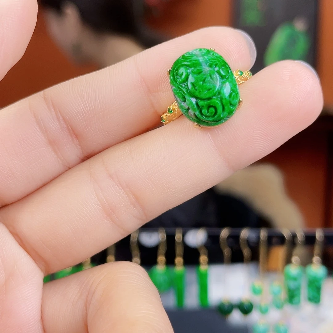 翡翠银S925镶嵌耳饰