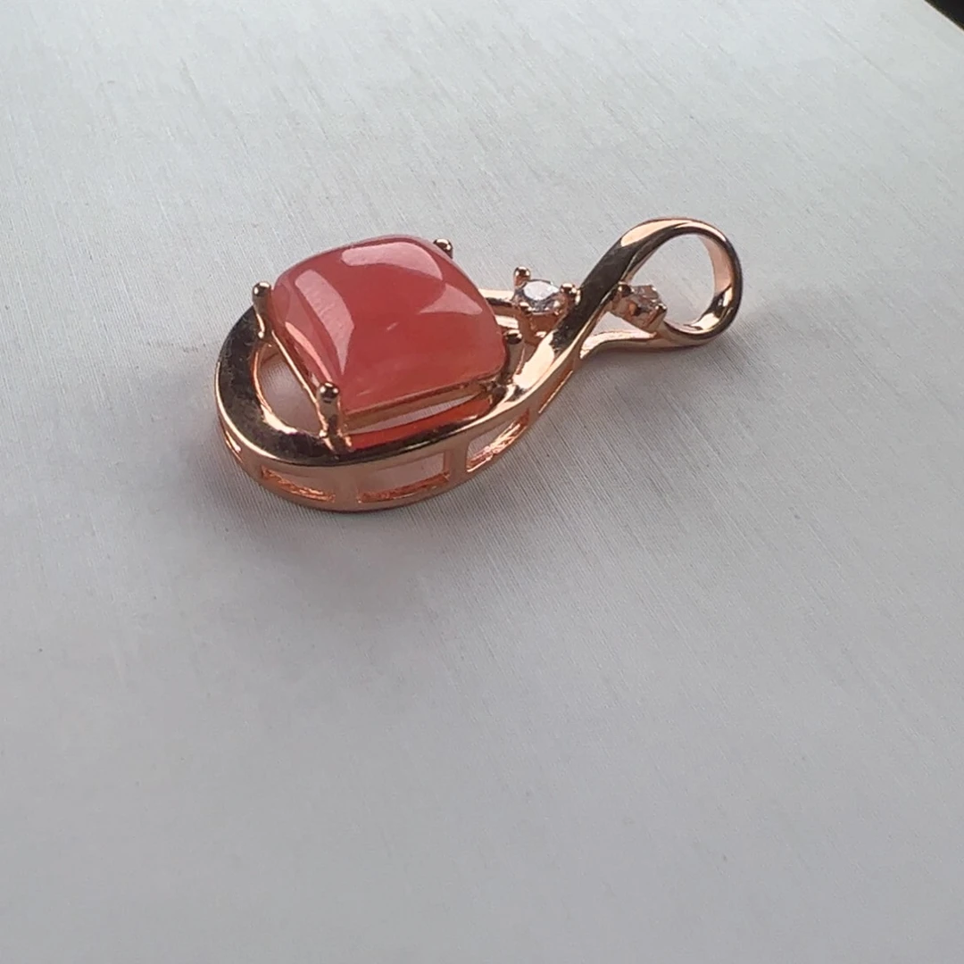 菱锰矿（红纹石）银S925镶嵌吊坠(赠链)