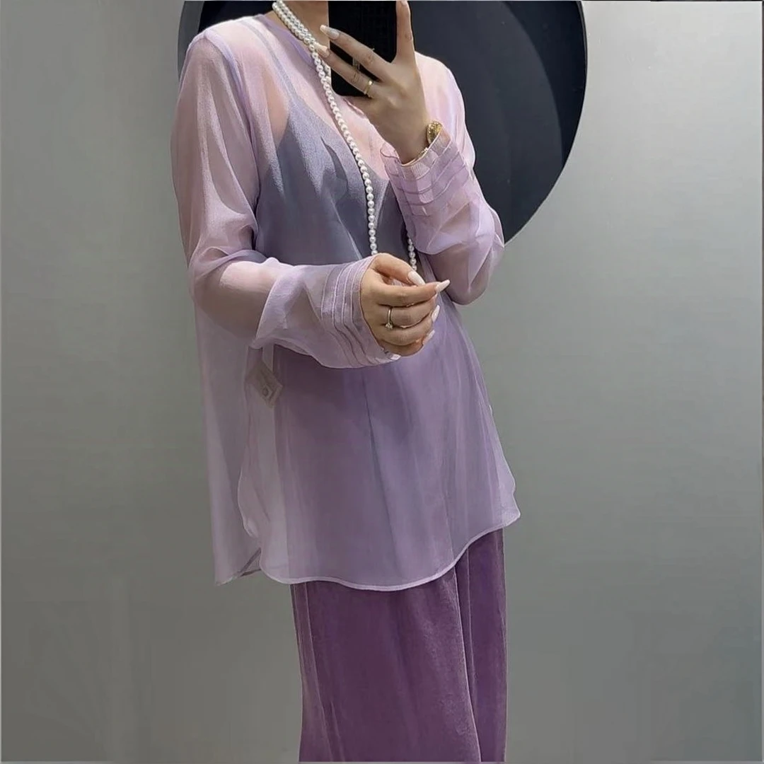 《英佳推荐》新中式气质优雅圆领打底套头长袖衬衫