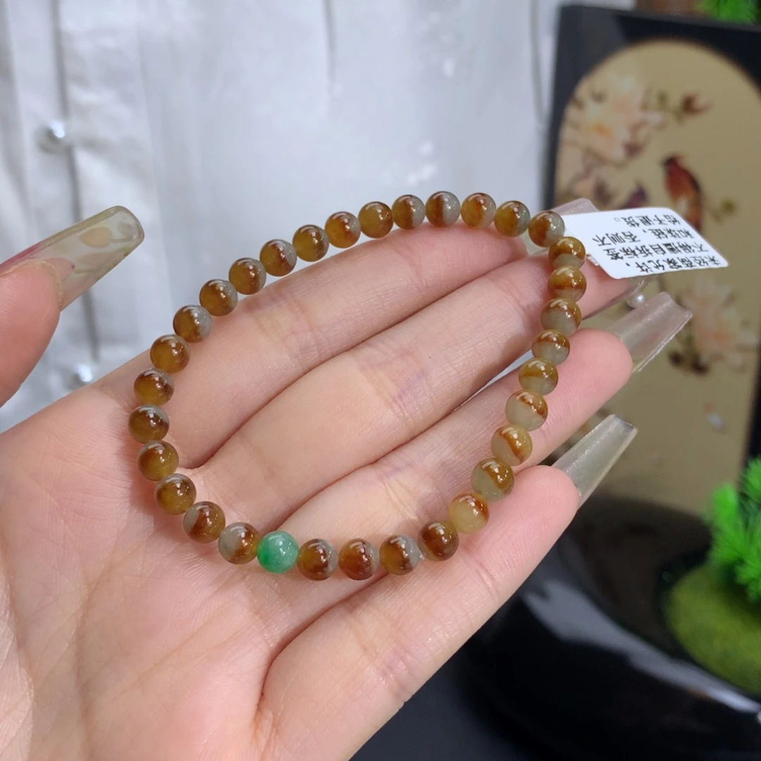 翡翠手链未镶嵌卡5.3冰胶鸳鸯红翡