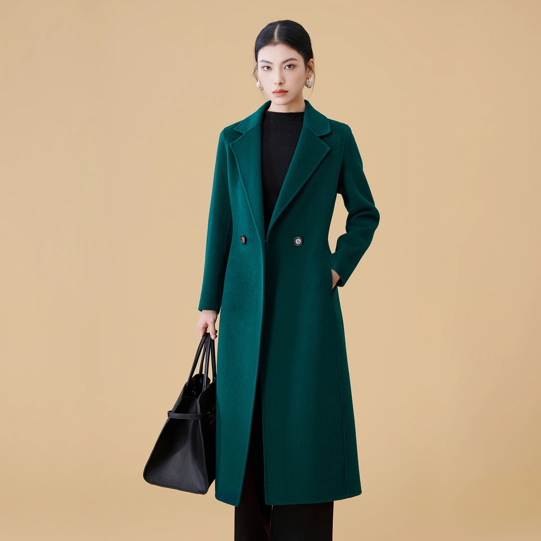 DFWOOLEN（秋冬大促）2025修身洋气时尚气质显瘦中长款双面羊毛大衣