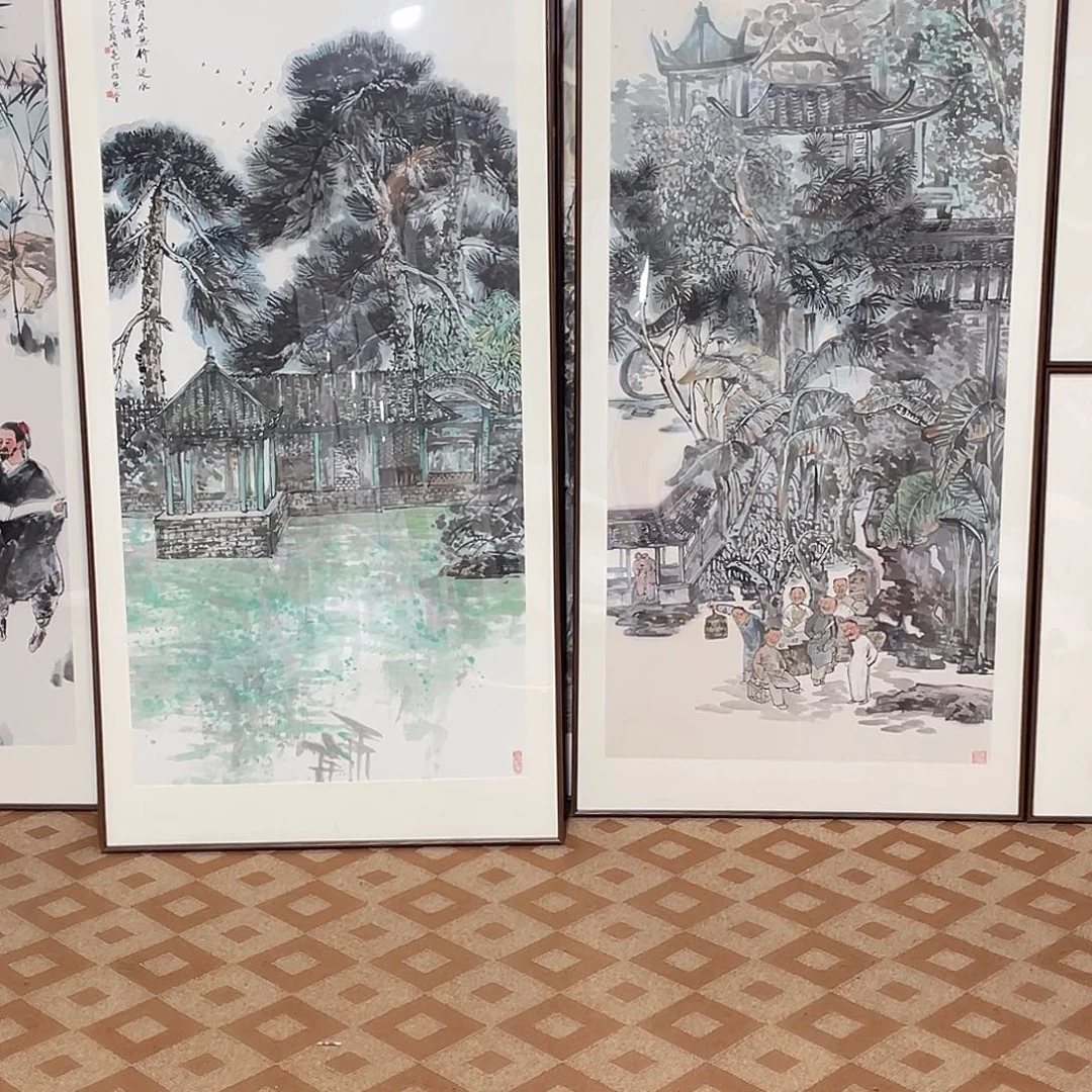 季***国画手绘画作品带框
