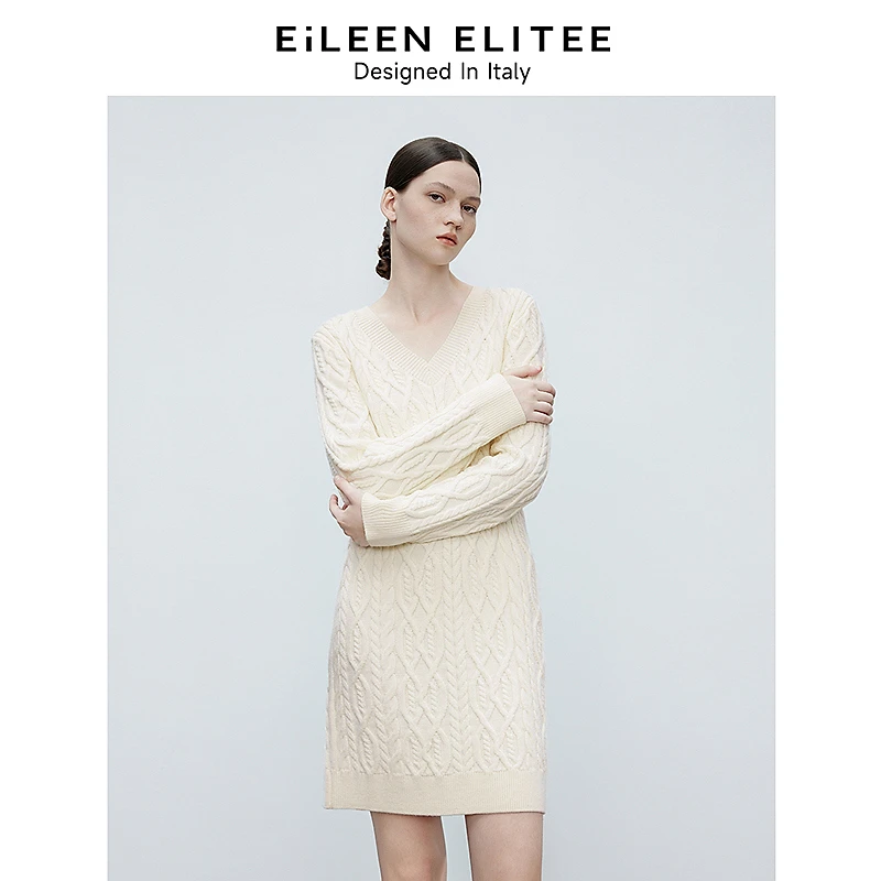 【粉丝福利】朗姿欧洲EiLEEN ELITEE羊毛法式气质毛衣裙针织连衣裙