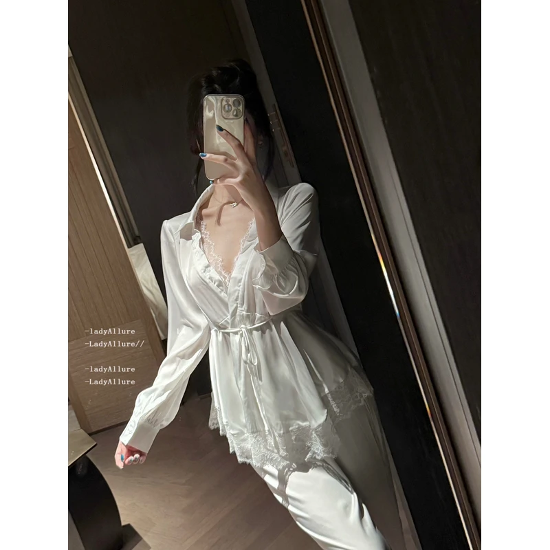 「LA」Jinx·隐欲法则丨边界系列*纯欲性感蕾丝衬衫长袖睡衣套装