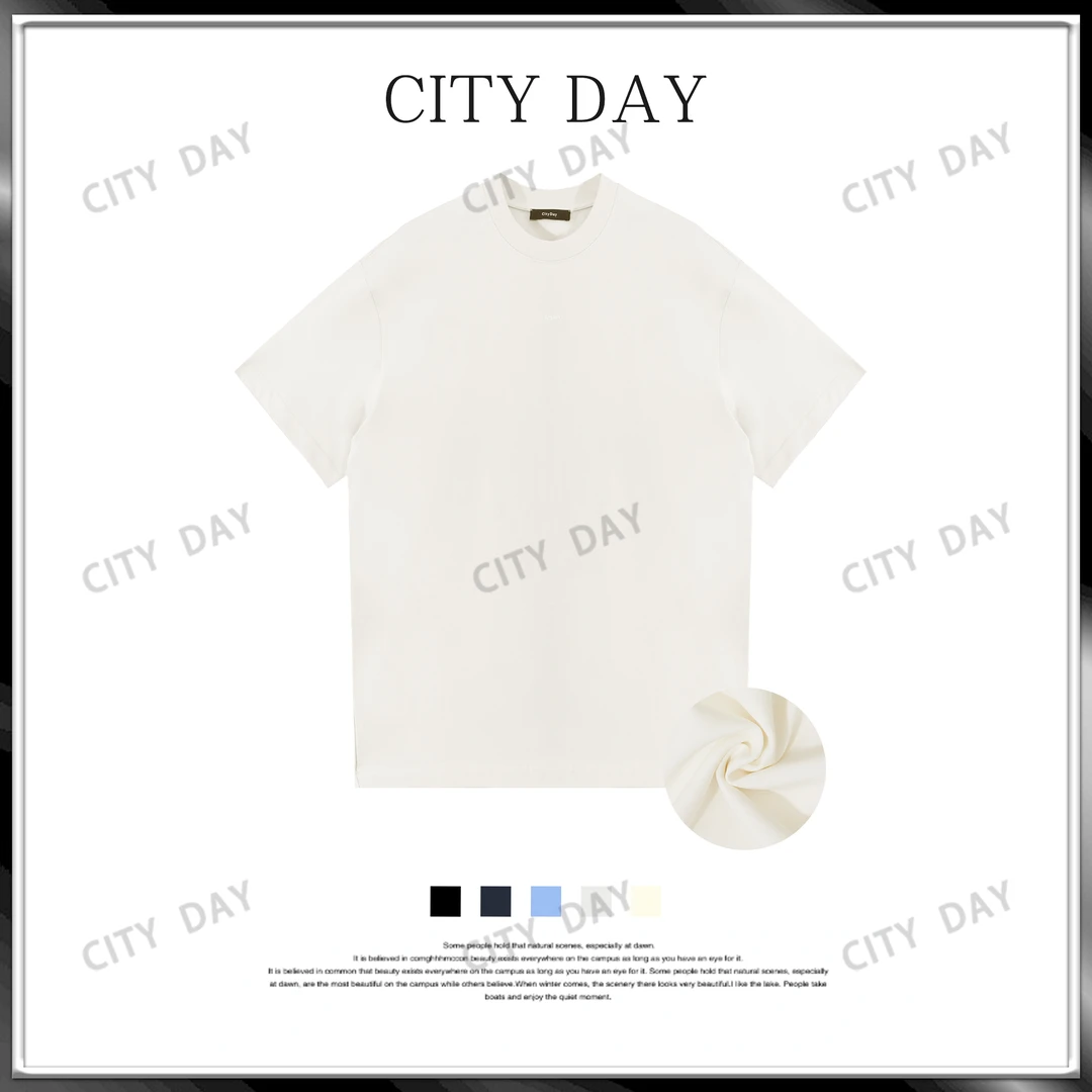 CityDay【楠哥】雾蓝幻境 100棉 云纱织物极简双纱平纹T恤 30109