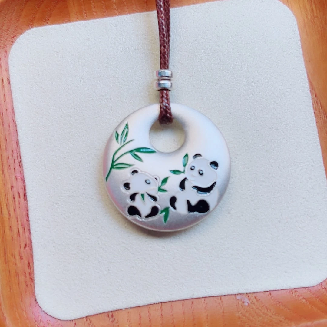 【闪购商品】珐琅吊坠足银熊猫吊坠