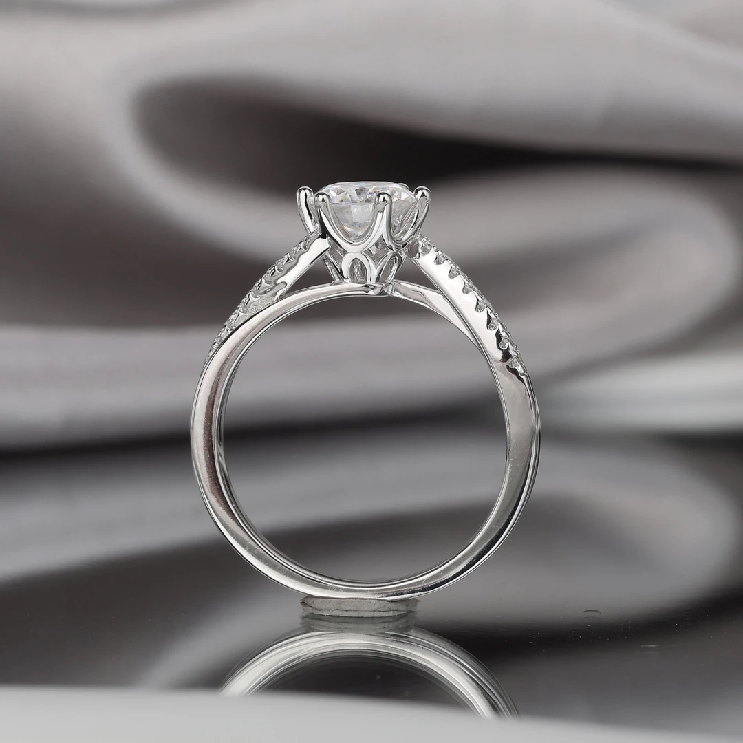 【微镶扭臂皇冠】1-2克拉/925银莫桑女戒高端闭口求婚婚戒礼物