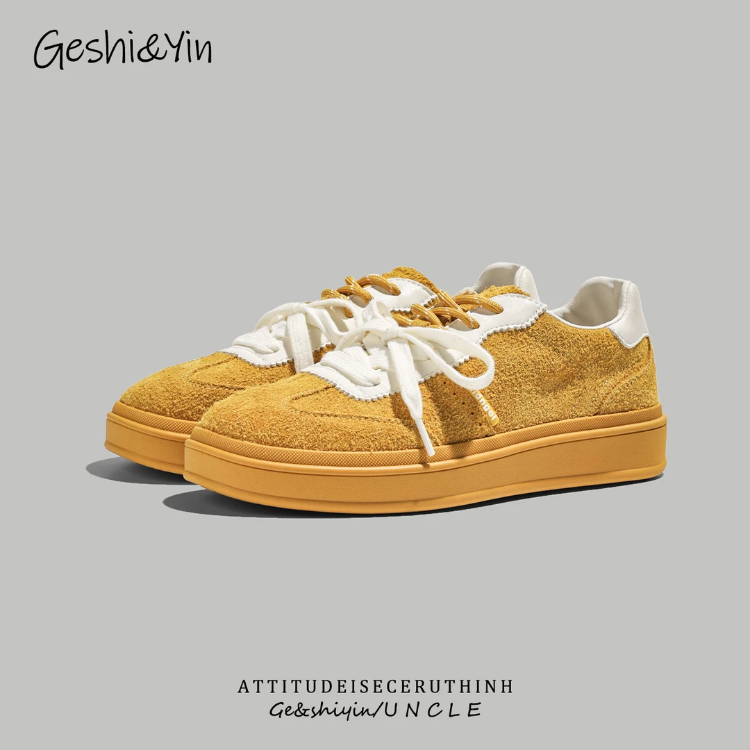 歌诗茵真皮德训鞋女2025新款夏季透气薄款运动板鞋百搭平底休闲鞋