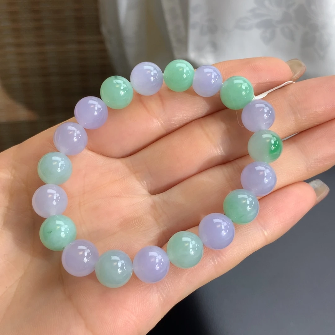 翡翠手链未镶嵌冰胶双彩手链卡10m m