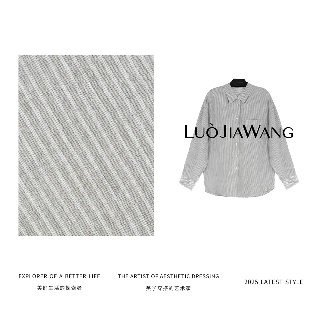 LUOJIAWANG亚麻质感休闲舒适透气百搭衬衫