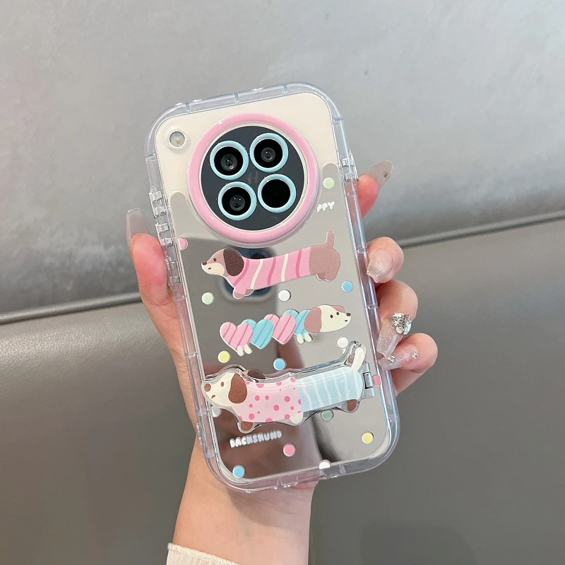 适用oppofindx8s手机壳新款可爱卡通小狗支架findx8ultra镜面防摔