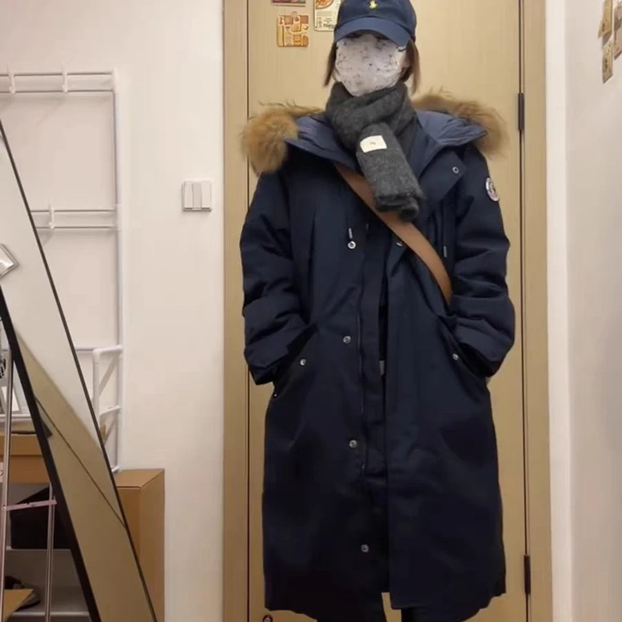 9919巨厚藏青色派克中长款工装外套A26-2