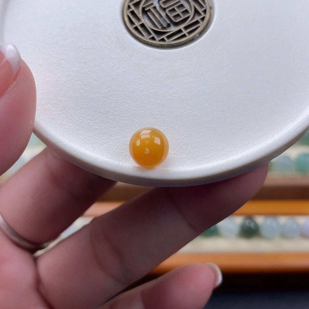翡翠散珠天然翡翠a货油黄卡7.6