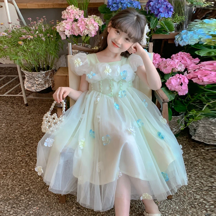女童连衣裙夏装新款洋气儿童夏季公主裙网纱裙子漂亮超仙大童女孩