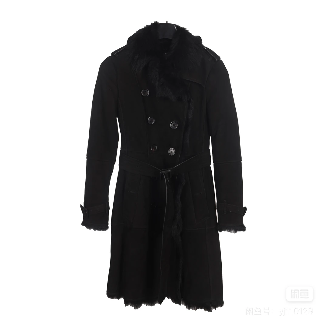 99新 BURBERRY/博柏利 巴宝莉 博柏利 羊毛大衣风衣 黑色