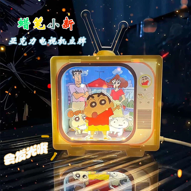 蜡笔小新小夜灯卡通桌面简单制作卧室礼品摆件亚克力手工diy礼物