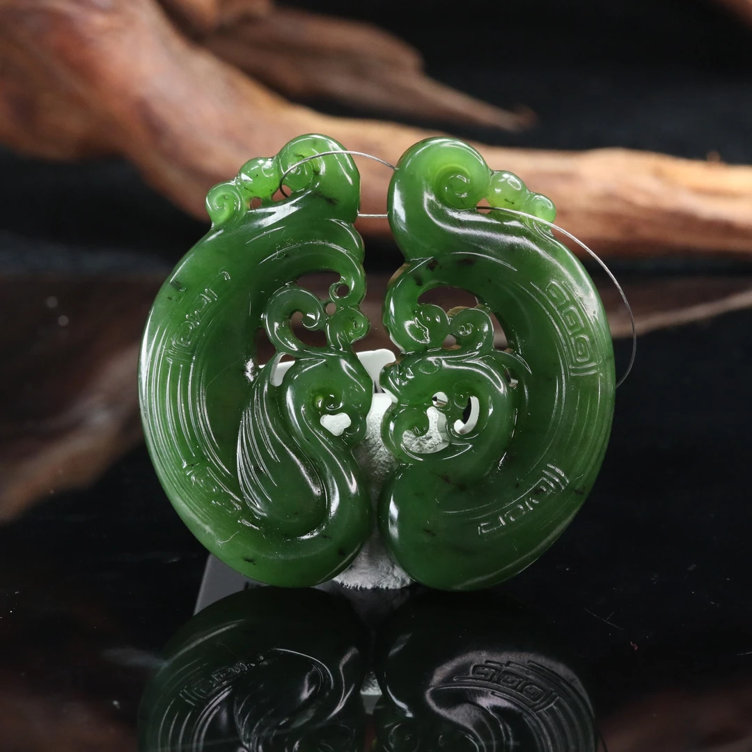 31和田玉碧玉对牌吊坠/300478上海嘉禾拍卖