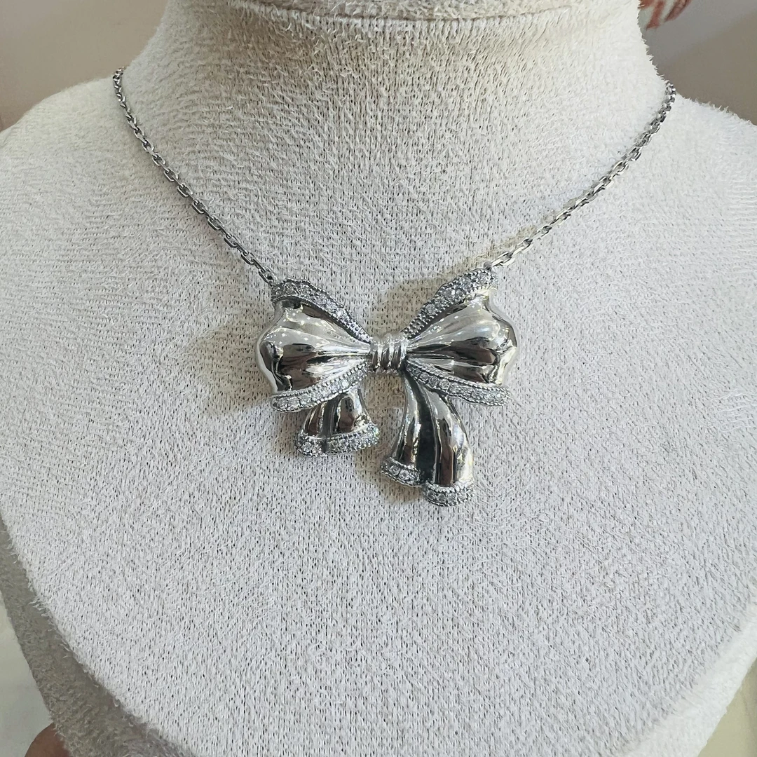 PT950铂金镶嵌蝴蝶结套链