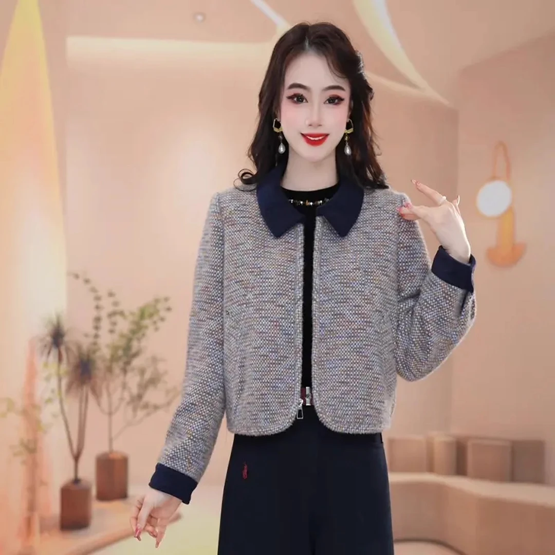 小个子短款外套女2025秋新款洋气宽松显瘦百搭小香风休闲气质上衣