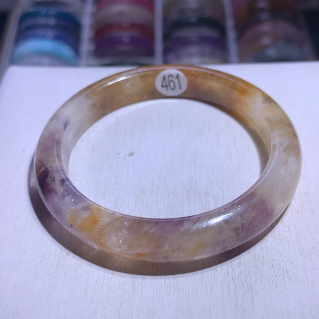 水晶手镯银S925镶嵌极光兔毛56.4圈461