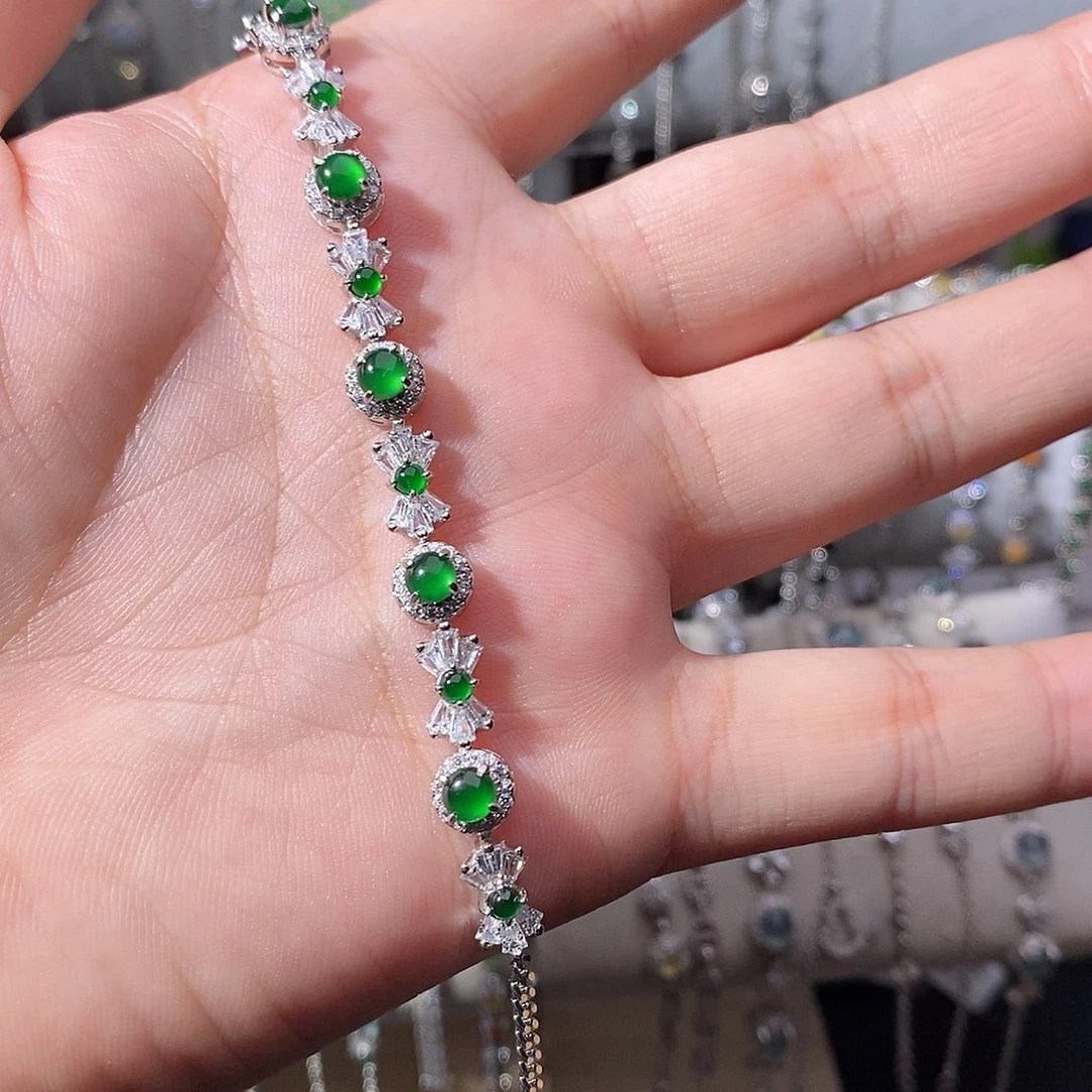 翡翠银S925镶嵌手链