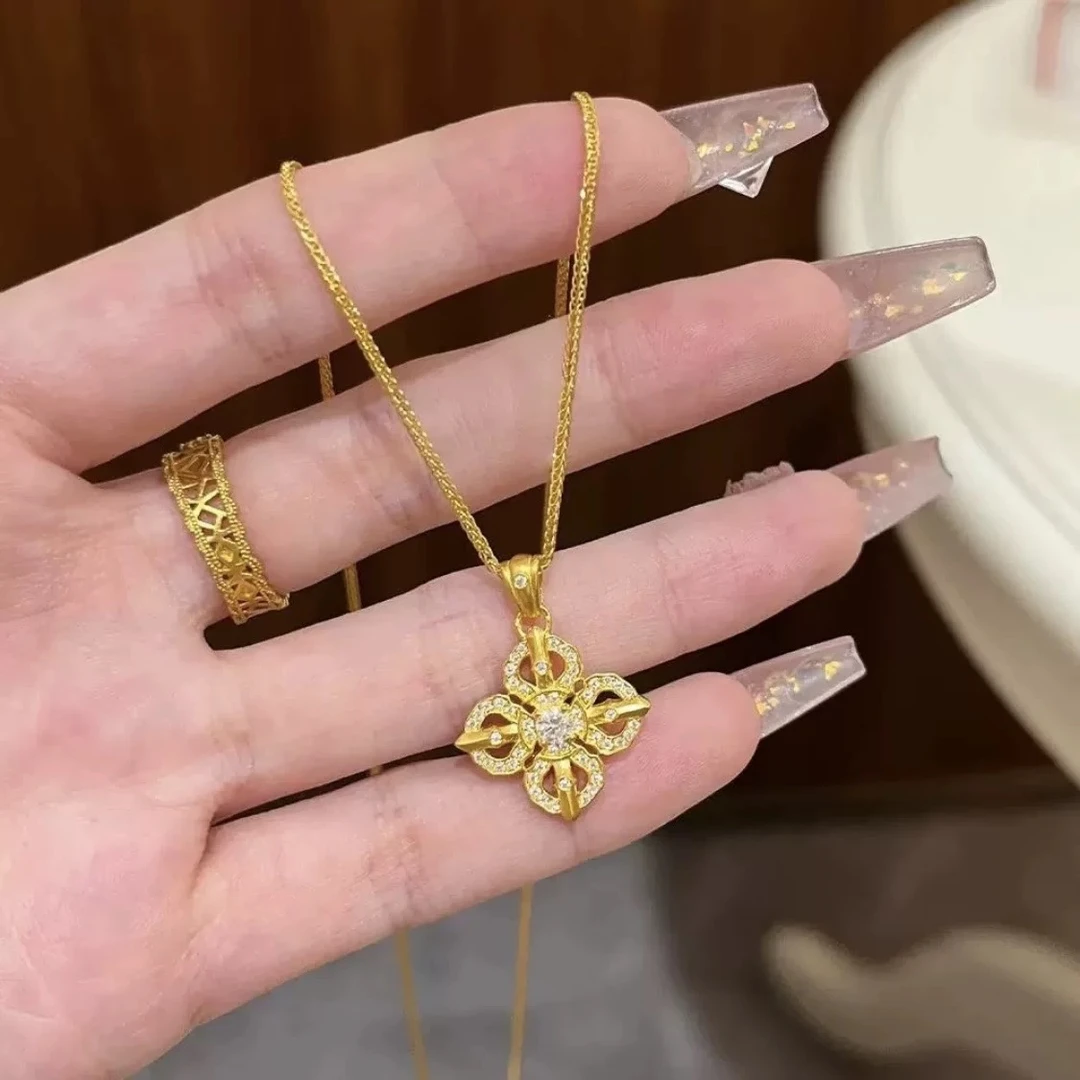 铜合金项链 十字金刚杵吊坠项链女高级感轻奢精致锁骨颈链配饰