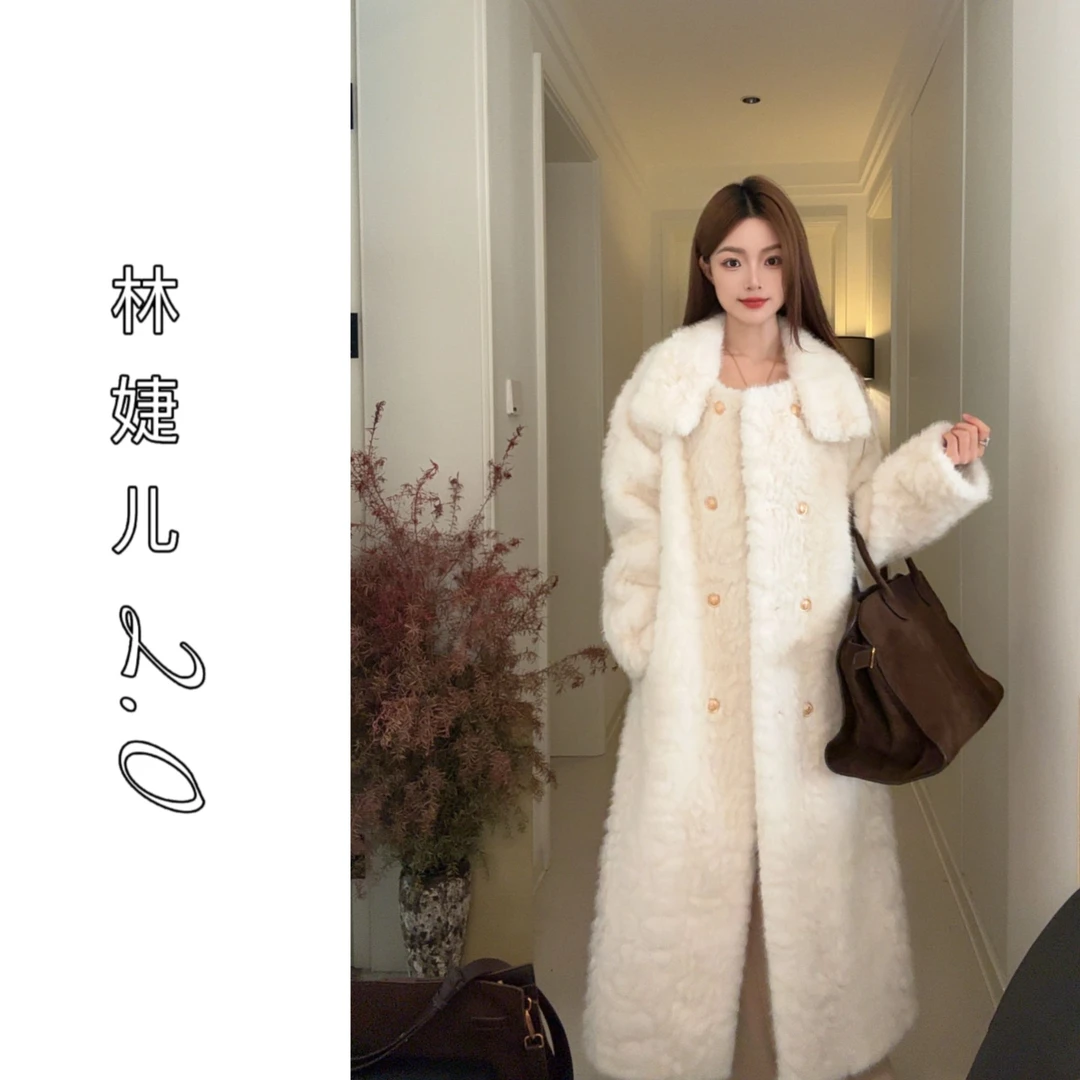 人造皮草 立领长款毛毛大衣外套女