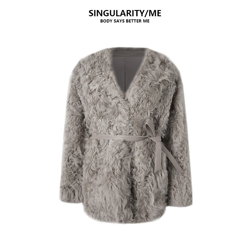 Singularity Me 12A 5539 时尚V领静奢风100小胡羊保暖贵气外套