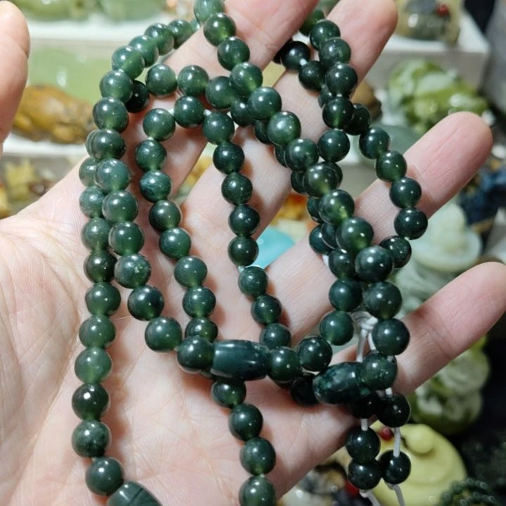 岫玉108粒手串项链款式未镶嵌