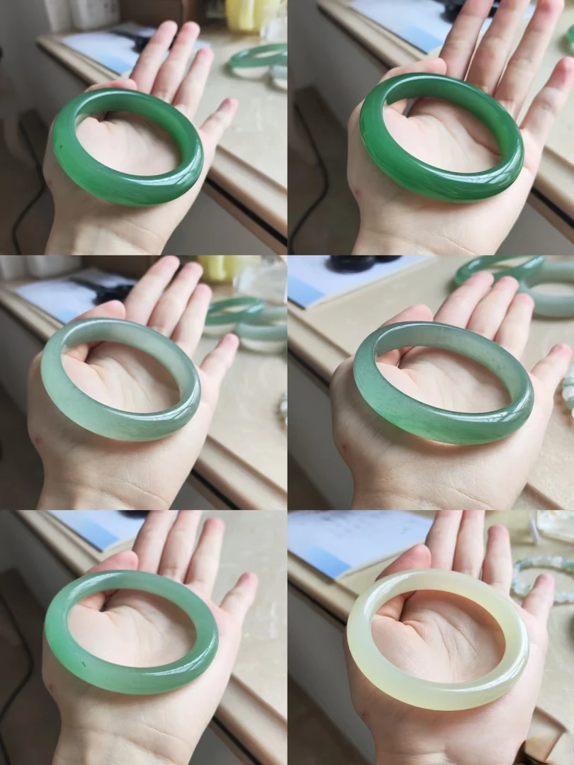 新疆东陵玉女士薄荷色冰透玉镯气质时尚百搭绿色经典女款测量精美