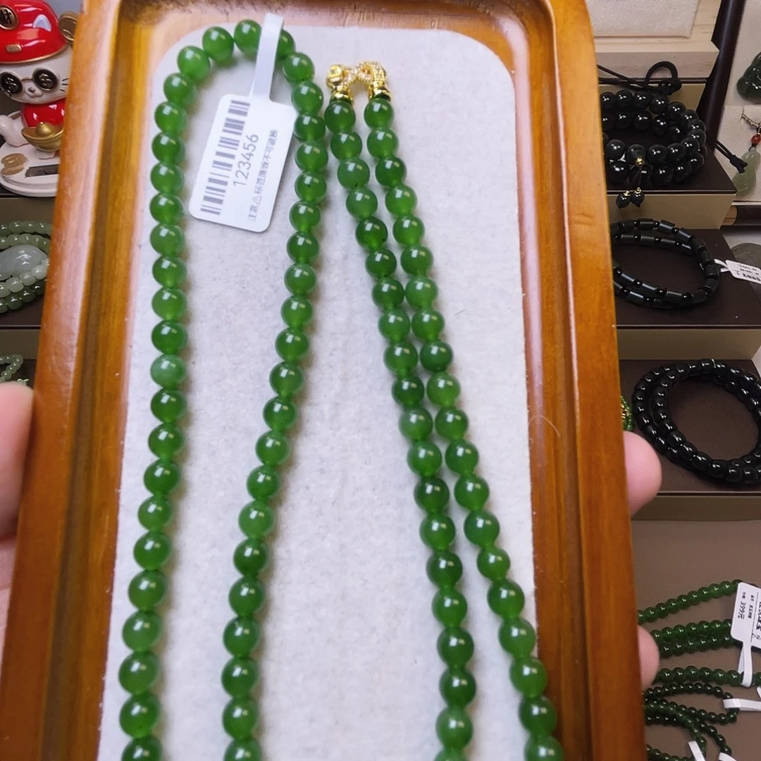 和田玉未镶嵌项链福利俄碧6mm108颗项链