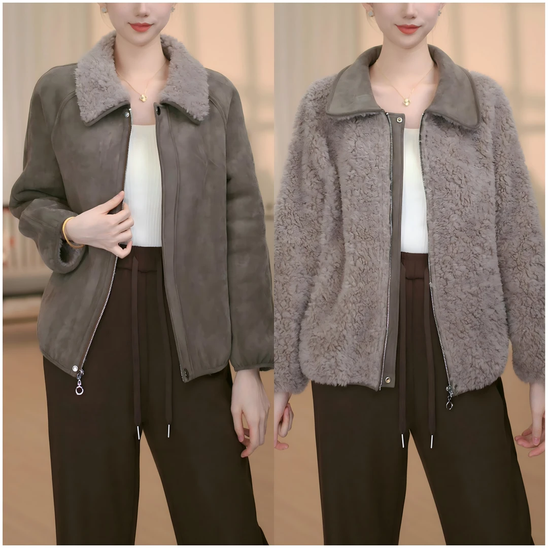 【6013】100%羊毛外套双面双穿宽松显瘦时尚加厚保暖-冰