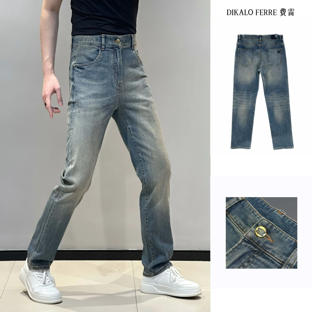 789 迪卡里奥·费雷/25春夏新款男士精梳新疆长绒棉直筒牛仔裤