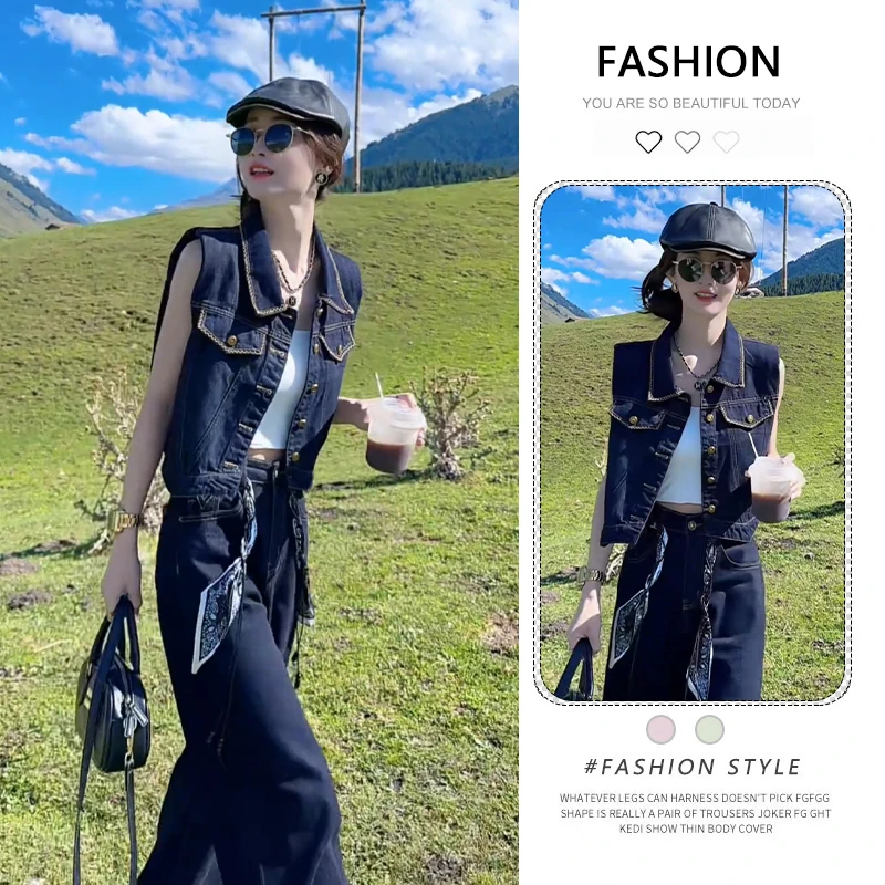 2025秋季新款复古牛仔马甲短外套女坎肩宽松显瘦无袖上衣外穿马夹