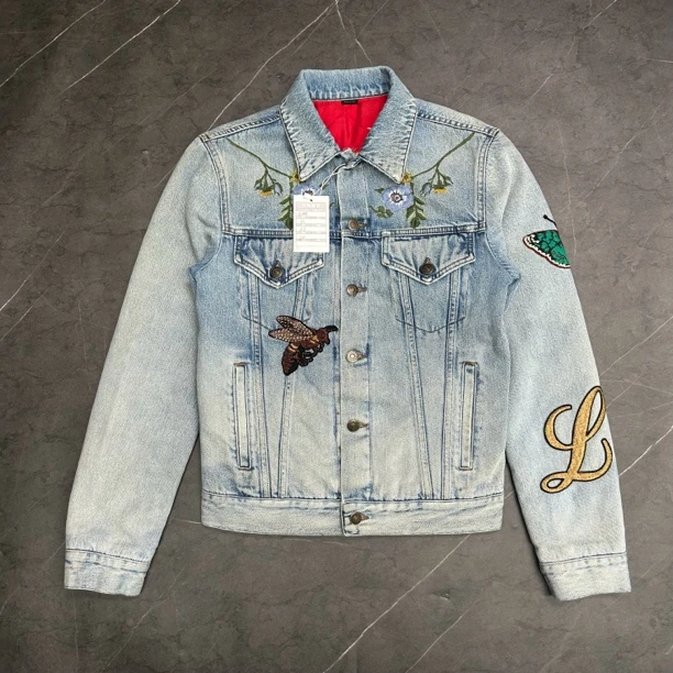 99新 GUCCI/古驰 46码 虎头刺绣刺绣牛仔夹克