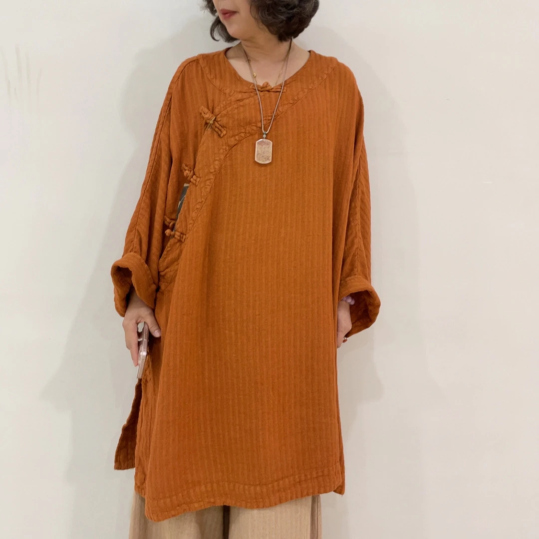 复古风手工盘扣上衣原创设计重工亚麻舒适面料古拙风格