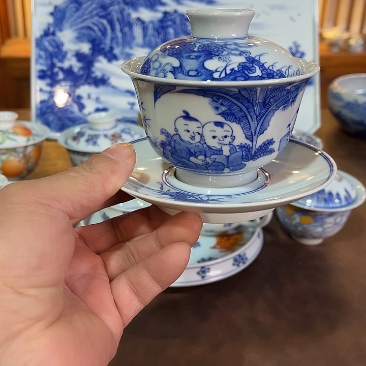 錡镇堂手工手绘盖碗