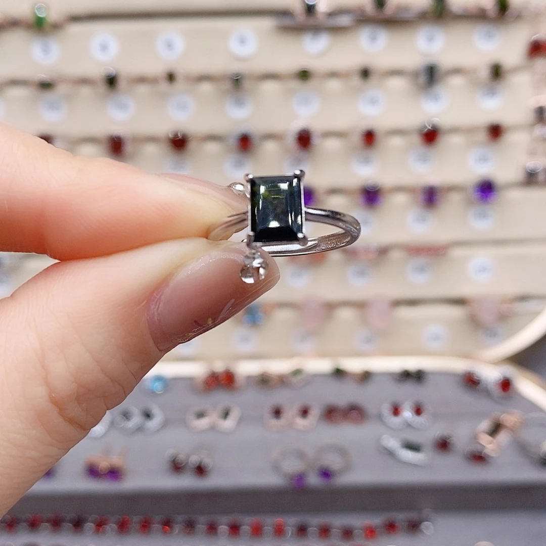 碧玺戒指银S925镶嵌戒指