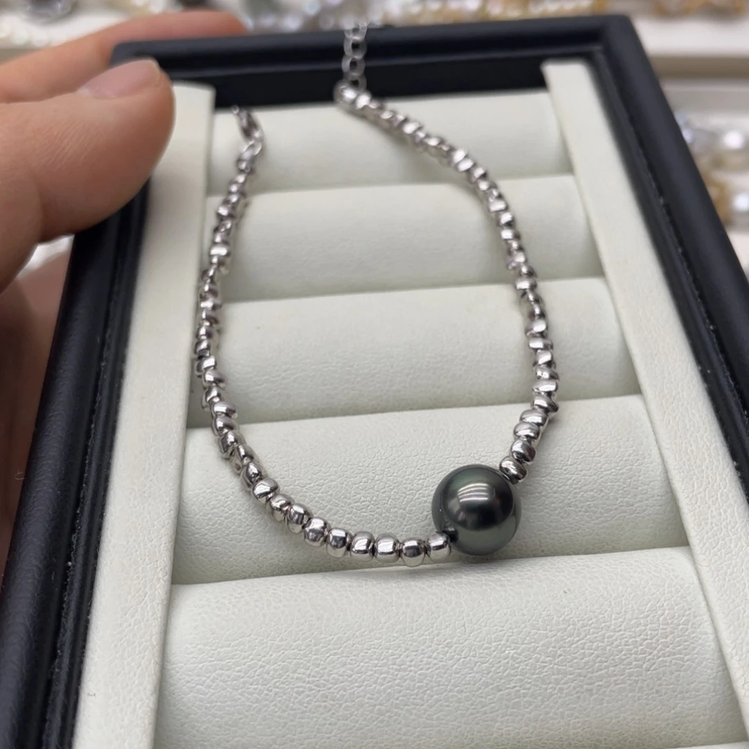 银S925镶嵌海水珍珠手链