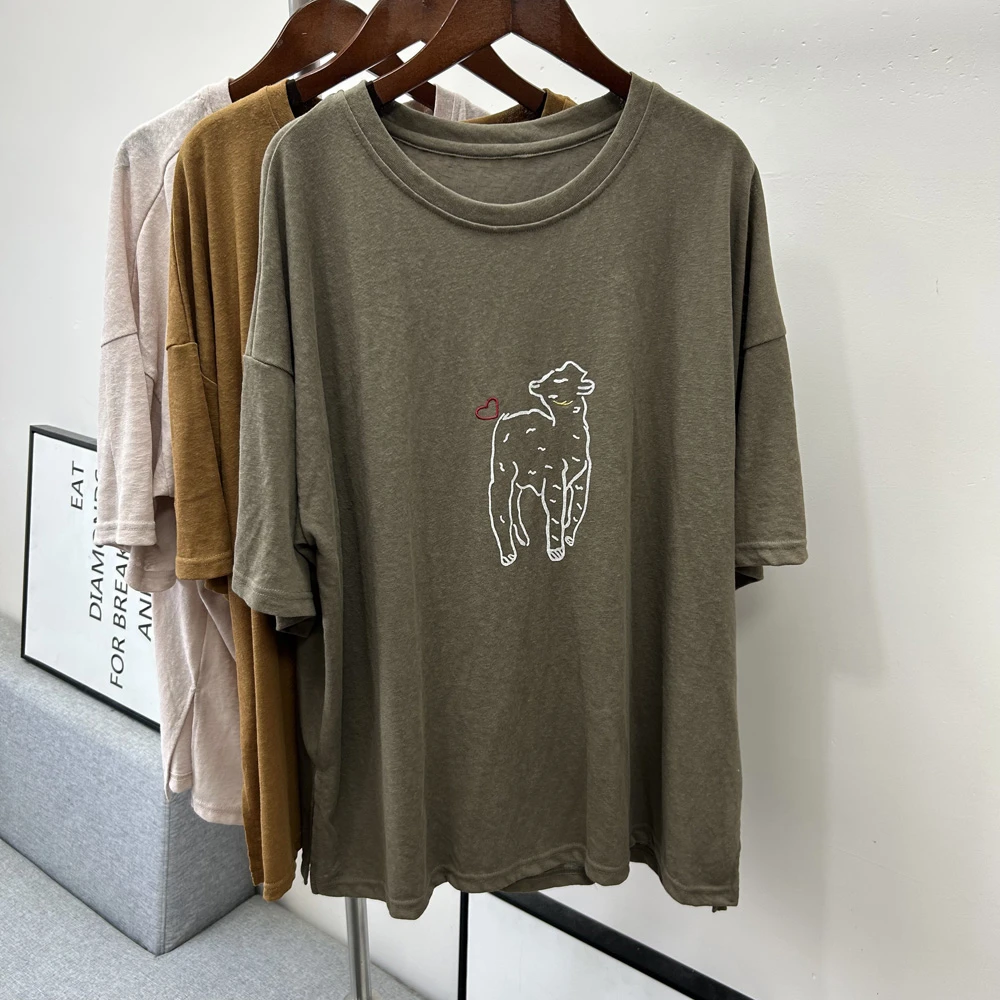 夏季水洗棉【衣长68】舒适透气贴肤宽松薄T恤女短袖夏季体恤衫