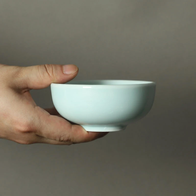 景德镇制影青陶瓷米饭碗简约家用单个纯色防烫小碗饭店商用定制