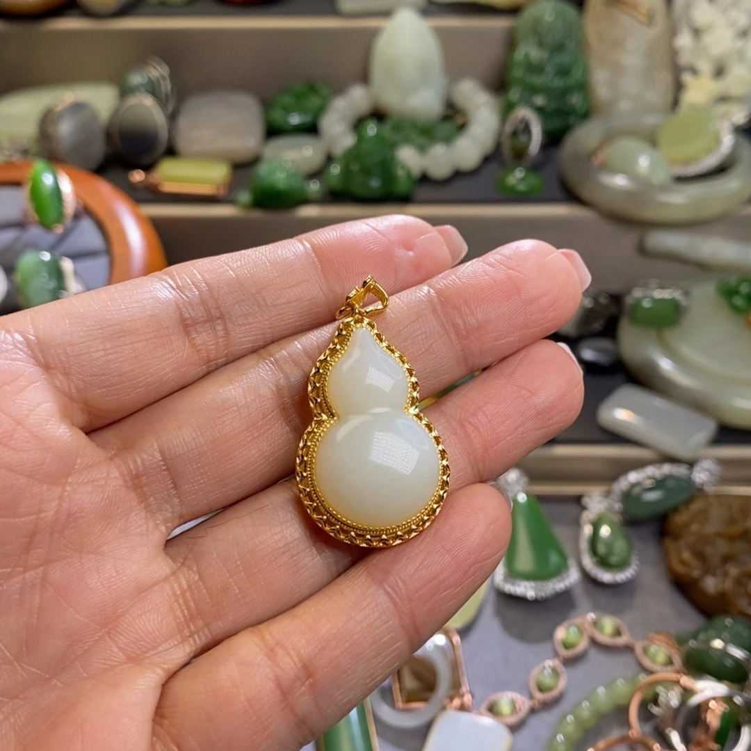 和田玉挂件银S925镶嵌心**调